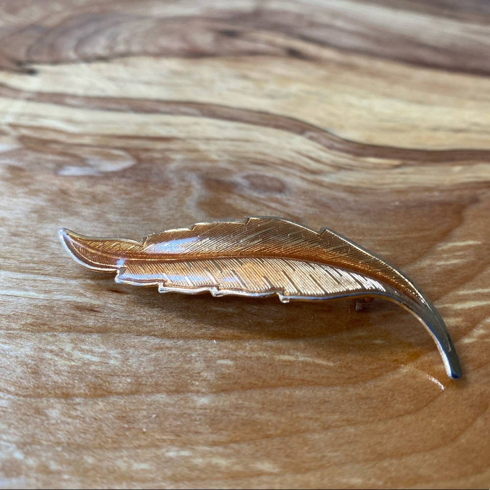 Golden Feather Brooch